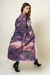 Shop_Doodlage_Purple Upcycled Cotton Printed Abstract Collar Trench Coat _at_Aza_Fashions