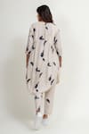 Shop_Doodlage_Cream Upcycled Cotton Linen Printed Floral Round Tunic And Pant Set _at_Aza_Fashions