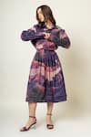 Buy_Doodlage_Purple Upcycled Cotton Printed Abstract Collar Shirt And Gathered Skirt Set _Online_at_Aza_Fashions