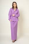 Shop_Doodlage_Purple Organic Cotton Plain Collar Shirt _Online_at_Aza_Fashions