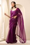 Buy_Weaver Story_Purple Organza Satin Border Saree _at_Aza_Fashions