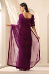 Shop_Weaver Story_Purple Organza Satin Border Saree _at_Aza_Fashions