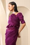 Weaver Story_Purple Organza Satin Border Saree _Online_at_Aza_Fashions