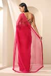 Shop_Weaver Story_Magenta Organza Plain Handcrafted Saree _at_Aza_Fashions