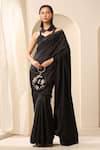 Buy_Weaver Story_Black Pure Silk Plain Handcrafted Saree _at_Aza_Fashions