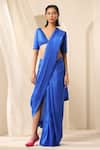 Buy_Weaver Story_Blue Pure Silk Plain Handcrafted Saree _at_Aza_Fashions