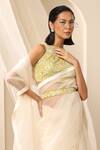 Weaver Story_Off White Organza Plain Handcrafted Saree _Online_at_Aza_Fashions