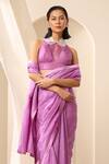 Weaver Story_Purple Silk Plain Pure Handcrafted Saree _Online_at_Aza_Fashions
