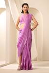 Buy_Weaver Story_Purple Silk Plain Pure Handcrafted Saree _Online_at_Aza_Fashions