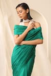 Buy_Weaver Story_Green Pure Silk Plain Satin Border Saree _Online_at_Aza_Fashions