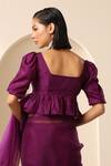 Shop_Weaver Story_Purple Silk Square Neck Pure Puffed Sleeve Blouse_at_Aza_Fashions