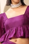Buy Weaver Story Purple Silk Square Neck Pure Puffed Sleeve Blouse Online at Aza Fashions Buy_Weaver Story_Purple Silk Square Neck Pure Puffed Sleeve Blouse_Online_at_Aza_Fashions