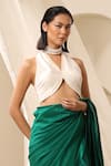 Buy_Weaver Story_Off White Pure Silk Plain Halter Neck Blouse _at_Aza_Fashions