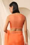 Shop_Weaver Story_Orange Organza Plain V Neck Fuzz Blouse _at_Aza_Fashions