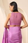 Shop_Weaver Story_Purple Organza Plain Round Neck Blouse _at_Aza_Fashions