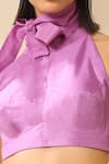 Buy_Weaver Story_Purple Pure Silk Plain Tie-up Neck Blouse _Online_at_Aza_Fashions