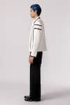 Buy_Line out line_Off White Cotton Patchwork Arched Ruched Bomber Jacket  _Online_at_Aza_Fashions