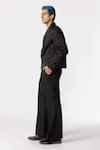 Buy_Line out line_Black Cotton Textured Ruched Cropped Blazer  _Online_at_Aza_Fashions