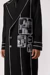 Shop_Line out line_Black Cotton Poly Stretch Patchwork Placed Printed Panel Trench Coat  _Online_at_Aza_Fashions