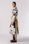 Buy_Line out line_Off White Cotton Twill Printed Mosaic Trench Coat  _Online_at_Aza_Fashions