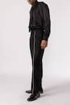 Line out line_Black Cotton Piping Contrast Pant  _Online_at_Aza_Fashions