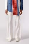 Line out line_White Cotton Solid Flared Pant  _Online_at_Aza_Fashions