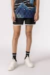 Line out line_Black Cotton Poplin Solid Contrast Border Shorts  _Online_at_Aza_Fashions