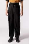 Line out line_Black Cotton Solid Baggy Pant  _Online_at_Aza_Fashions