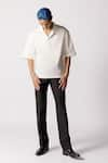 Buy_Line out line_Off White Glaze Cotton Solid Shirt  _at_Aza_Fashions