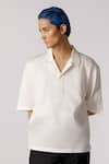 Line out line_Off White Glaze Cotton Solid Shirt  _Online_at_Aza_Fashions