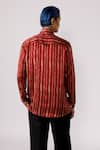 Shop_Line out line_Red Modal Satin Printed Striped Shirt  _at_Aza_Fashions