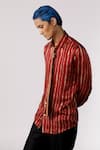 Shop_Line out line_Red Modal Satin Printed Striped Shirt  _Online_at_Aza_Fashions