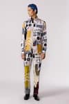 Buy_Line out line_Off White Cotton Poly Jacquard Printed Bauhaus Mosaic Shirt  _at_Aza_Fashions