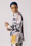 Buy_Line out line_Off White Cotton Poly Jacquard Printed Bauhaus Mosaic Shirt  _Online_at_Aza_Fashions