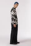 Buy_Line out line_Black Modal Satin Printed Abstract Pattern Shirt  _Online_at_Aza_Fashions