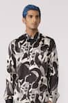 Shop_Line out line_Black Modal Satin Printed Abstract Pattern Shirt  _Online_at_Aza_Fashions