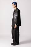 Line out line_Black Cotton Printed Abstract Patch Pattern Oversized Shirt  _Online_at_Aza_Fashions