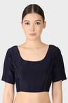 Buy_Laite_Blue Silk Round Neck Solid Blouse _at_Aza_Fashions