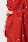 Shop_Laite_Red Silk Embroidery Floral Resham Hand Saree _at_Aza_Fashions