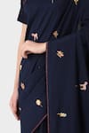Shop_Laite_Blue Silk Embroidery Animal Pattern Hand Saree _at_Aza_Fashions