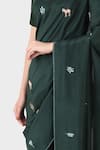 Shop_Laite_Green Silk Embroidery Animal Resham Hand Saree _at_Aza_Fashions
