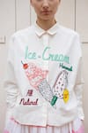 LAITE_White 70% Cotton Embroidered Ice Cream Shirt Collar Caryn  _Online_at_Aza_Fashions