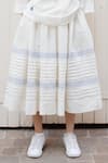 Shop_LAITE_White 70% Linen Embroidered Running Ciara Pintuck Patterned Skirt  _at_Aza_Fashions