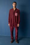 Buy_Whencut Goddamn_Maroon Modal Satin Printed Abstract Seen It All Shirt _at_Aza_Fashions