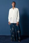 Buy_Whencut Goddamn_Off White Swiss Silk Embroidered Portrait Im Worth It Collared Shirt _at_Aza_Fashions