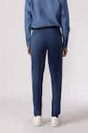 Shop_Line out line_Blue Cotton Solid Straight Pant  _at_Aza_Fashions