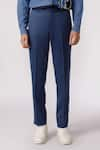 Buy_Line out line_Blue Cotton Solid Straight Pant  _at_Aza_Fashions