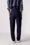 Shop_Line out line_Blue Cotton Solid High-waisted Pant  _at_Aza_Fashions