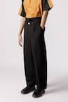 Buy_Line out line_Black Cotton Solid Baggy Pant  _at_Aza_Fashions