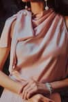 Buy_tara and i_Pink Satin Polyester Plain Tie-up Neck Top _Online_at_Aza_Fashions